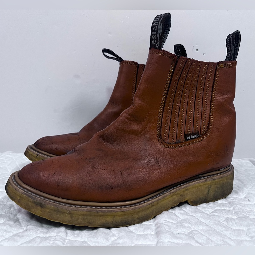 Establo Men’s Brown Leather Chelsea Boots 9.5 distressed